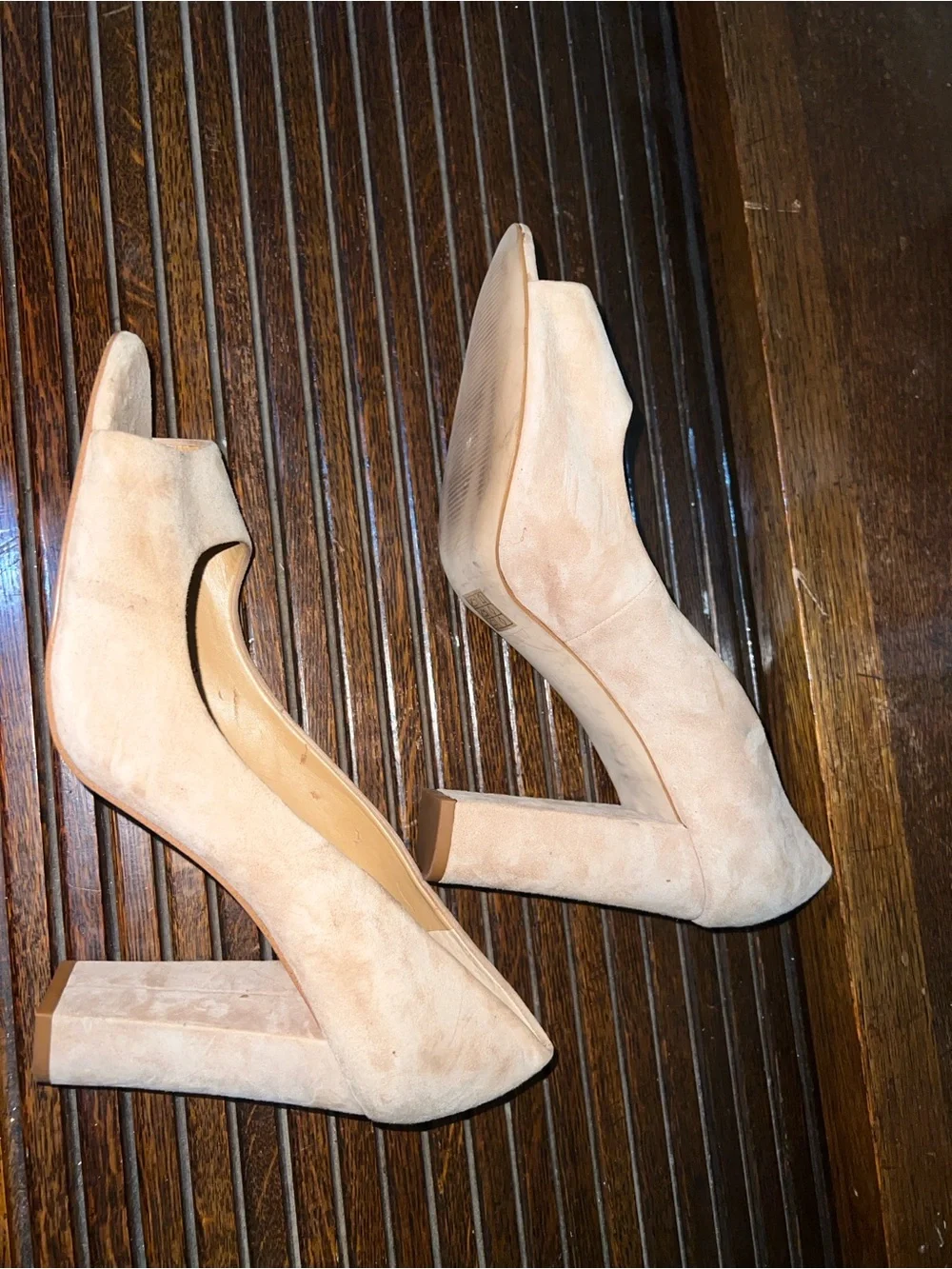 J. Crew Beige Suede Peep-Toe Heels